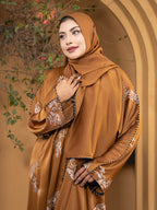 Premium Jaffran Fabric Embroidery & Simple Stone Lace Work Abaya with Free Full Coverage Hijab