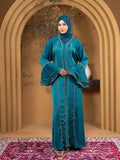 Premium Zaffran Fabric Full Body Stone Lace Work Abaya with Matching Hijab