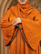 Premium Printed Zafran Fabric Gown Type Abaya with Matching Hijab