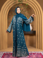 Premium Zaffron Fabric Full Body Embroidery Ari Work One Part Borkha with Matching Free Hijab