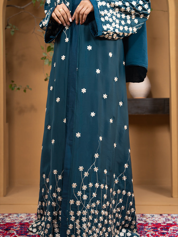 Premium Zaffron Fabric Full Body Embroidery Ari Work One Part Borkha with Matching Free Hijab