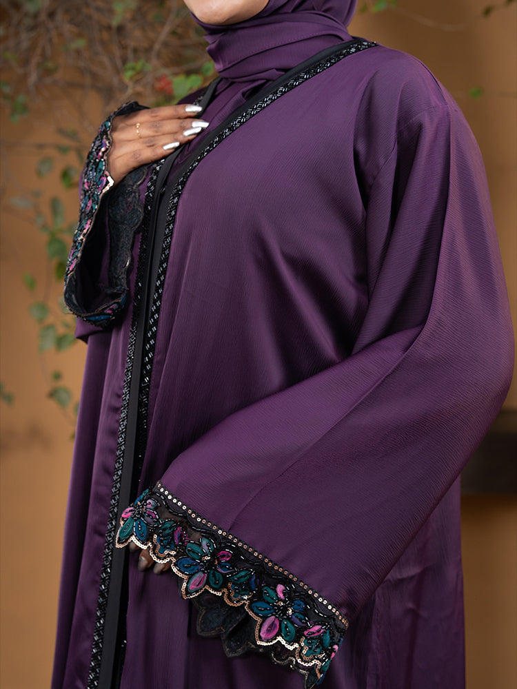 Premium Zafra Fabric Double Part Abaya Set with Inner & Free Hijab