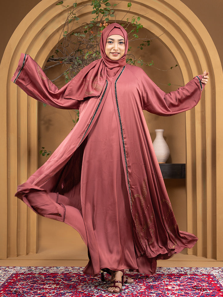 Zaffron Fabric Double Part Abaya Set