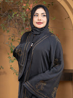 Zaffron Fabric All Over Stonework One Part Borka with Free Hijab - Elegant Collection