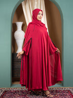 Original Cherry Fabric Simple Stone Lace Work Double Part Abaya with Inner & Free Hijab - Elegant Collection