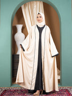 Khalice Fabric All Karchupi Lace Work Double Part Abaya with Inner & Free Hijab - Elegant Luxury Collection