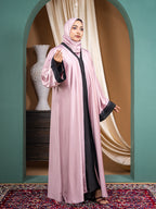 Khalice Fabric All Karchupi Lace Work Double Part Abaya with Inner & Free Hijab - Elegant Luxury Collection