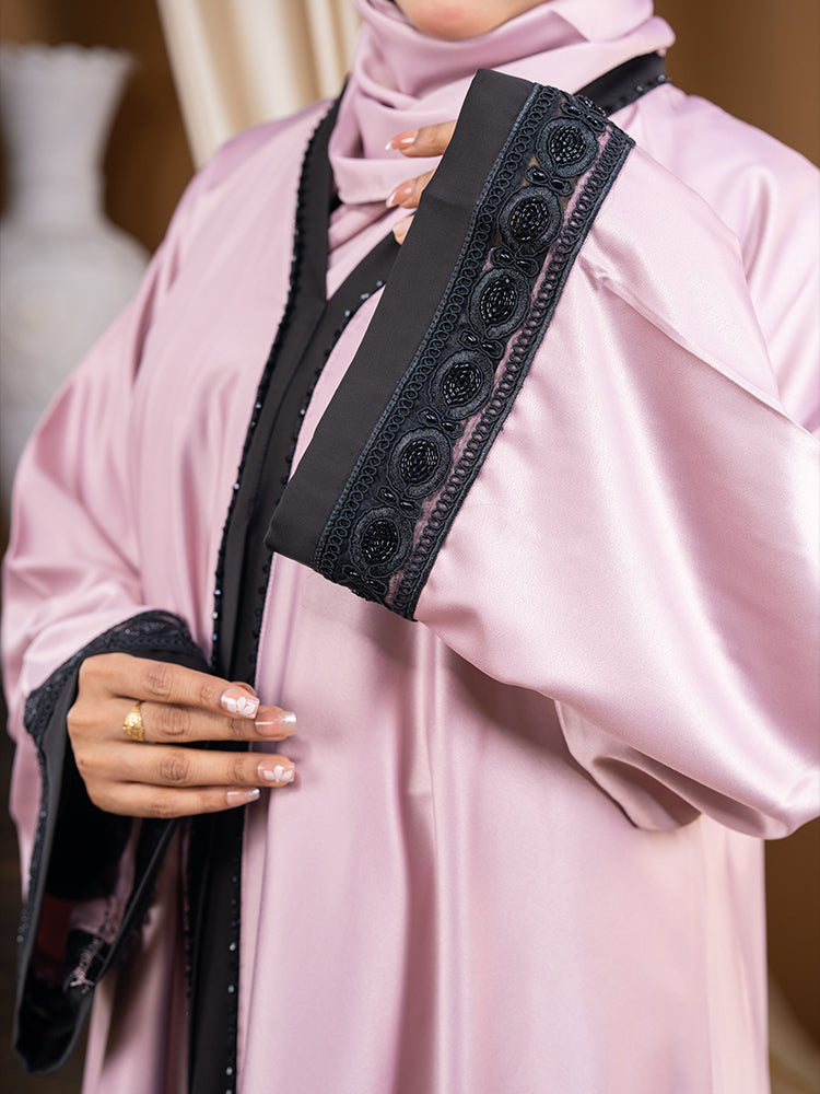 Khalice Fabric All Karchupi Lace Work Double Part Abaya with Inner & Free Hijab - Elegant Luxury Collection