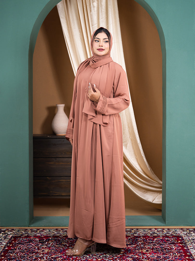Original Cherry Fabric Simple Abaya with Free Hijab - Modest Regular Wear Collection