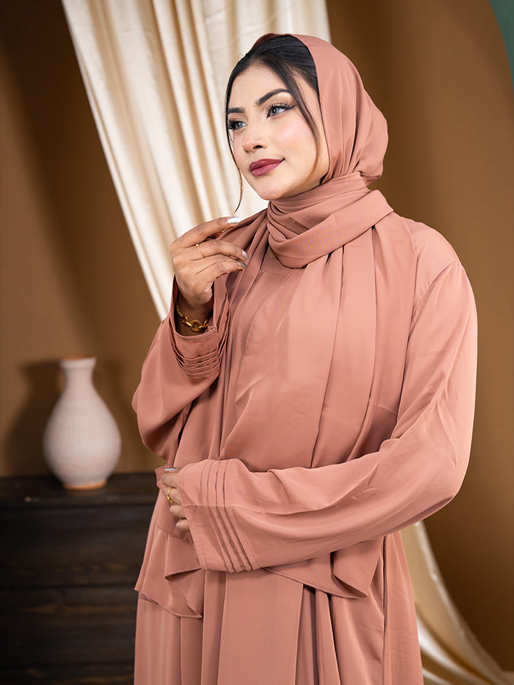 Original Cherry Fabric Simple Abaya with Free Hijab - Modest Regular Wear Collection