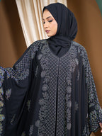 Original Cherry Fabric Full Stonework Double Gown Abaya Set with Inner & Free Hijab - Luxury Collection