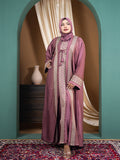 Bruceton Fabric Embroidered Double Part Abaya Set with Inner & Free Hijab - Luxury Modest Collection