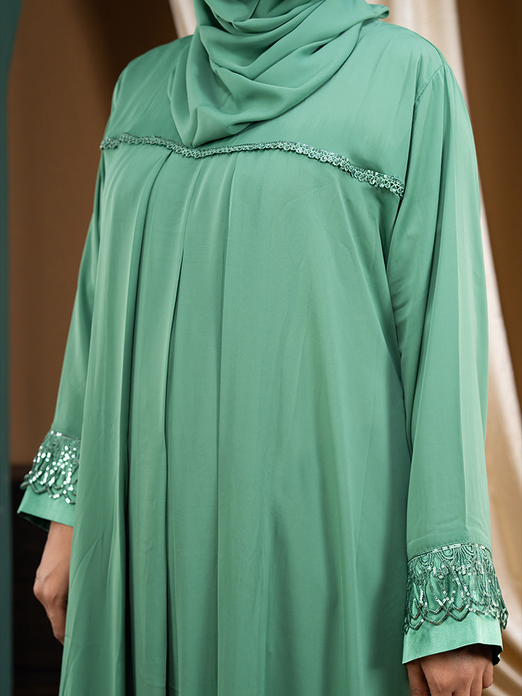 Original Cherry Fabric Lace Work Regular Wear Simple Borka (Free Hijab)