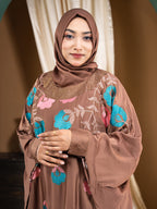 Gorgeous Abaya – Zaffron Fabric with Embroidery & Stonework (Free Hijab)