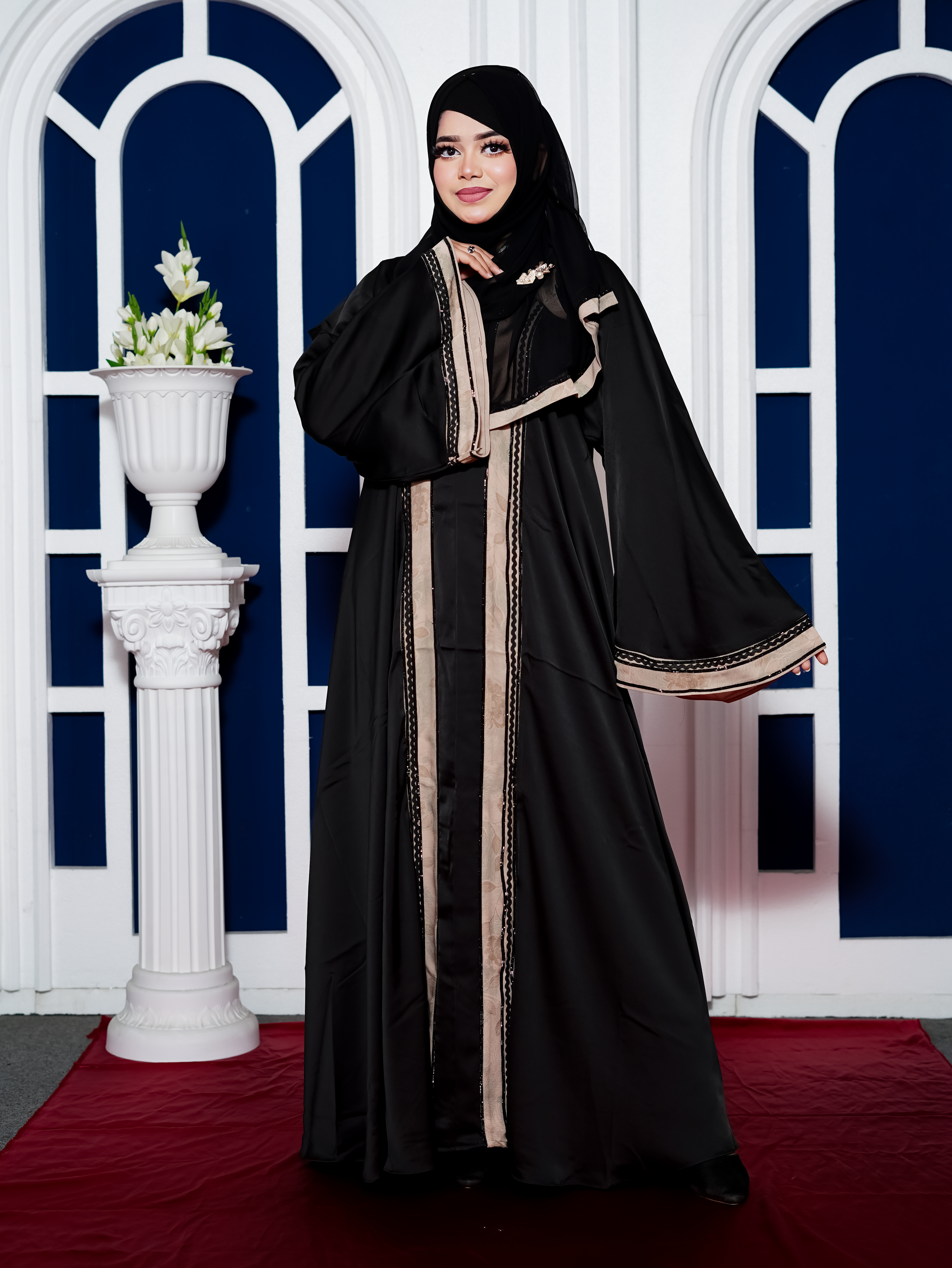 Cherry Fabric Double Abaya with Matching Hijab