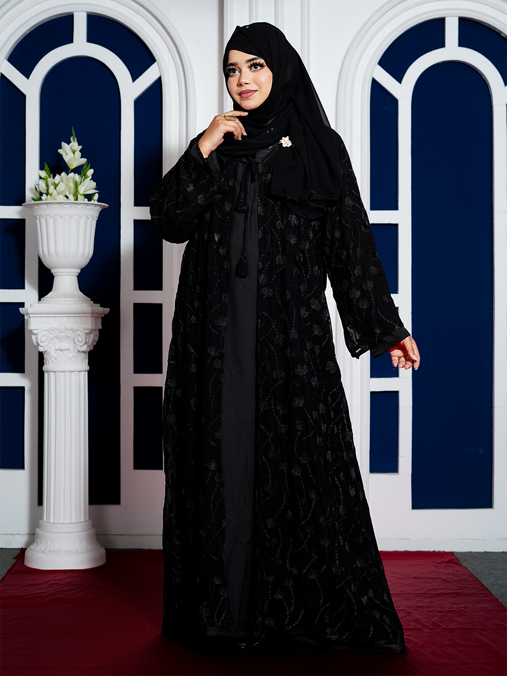 Chiffon Georgia Double Part Koti Abaya with Matching Hijab