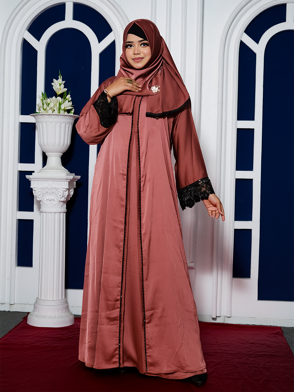 Zaffron Fabric Double Part Borka with Joint Koti