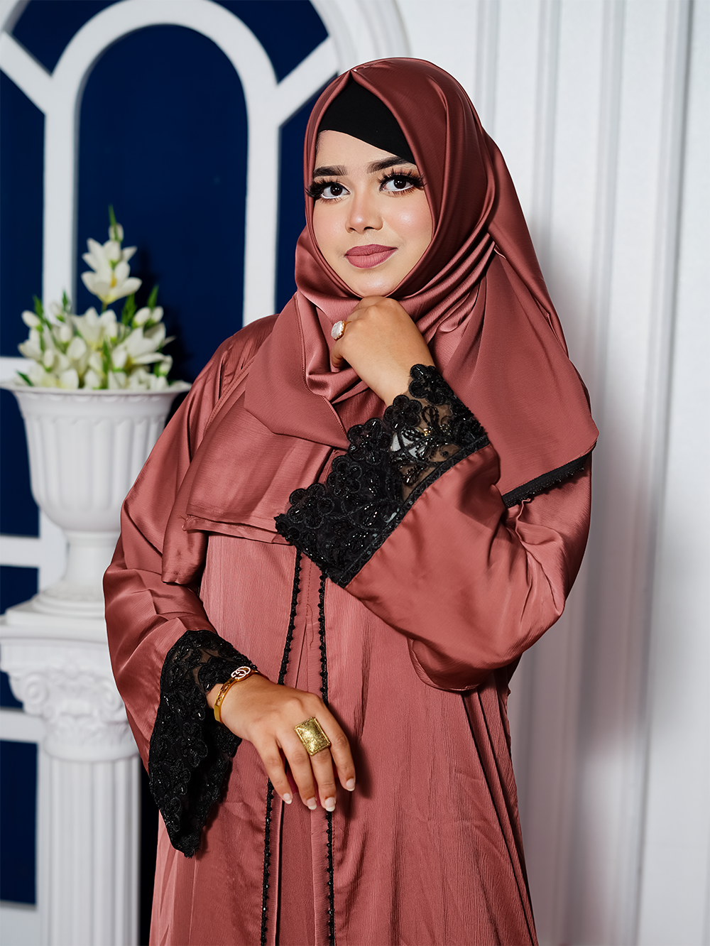 Zaffron Fabric Double Part Borka with Joint Koti