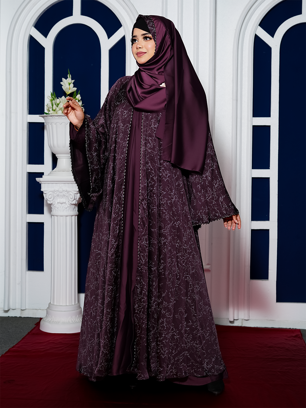 Printed Alisha Fabric Double Part Abaya with Matching Hijab