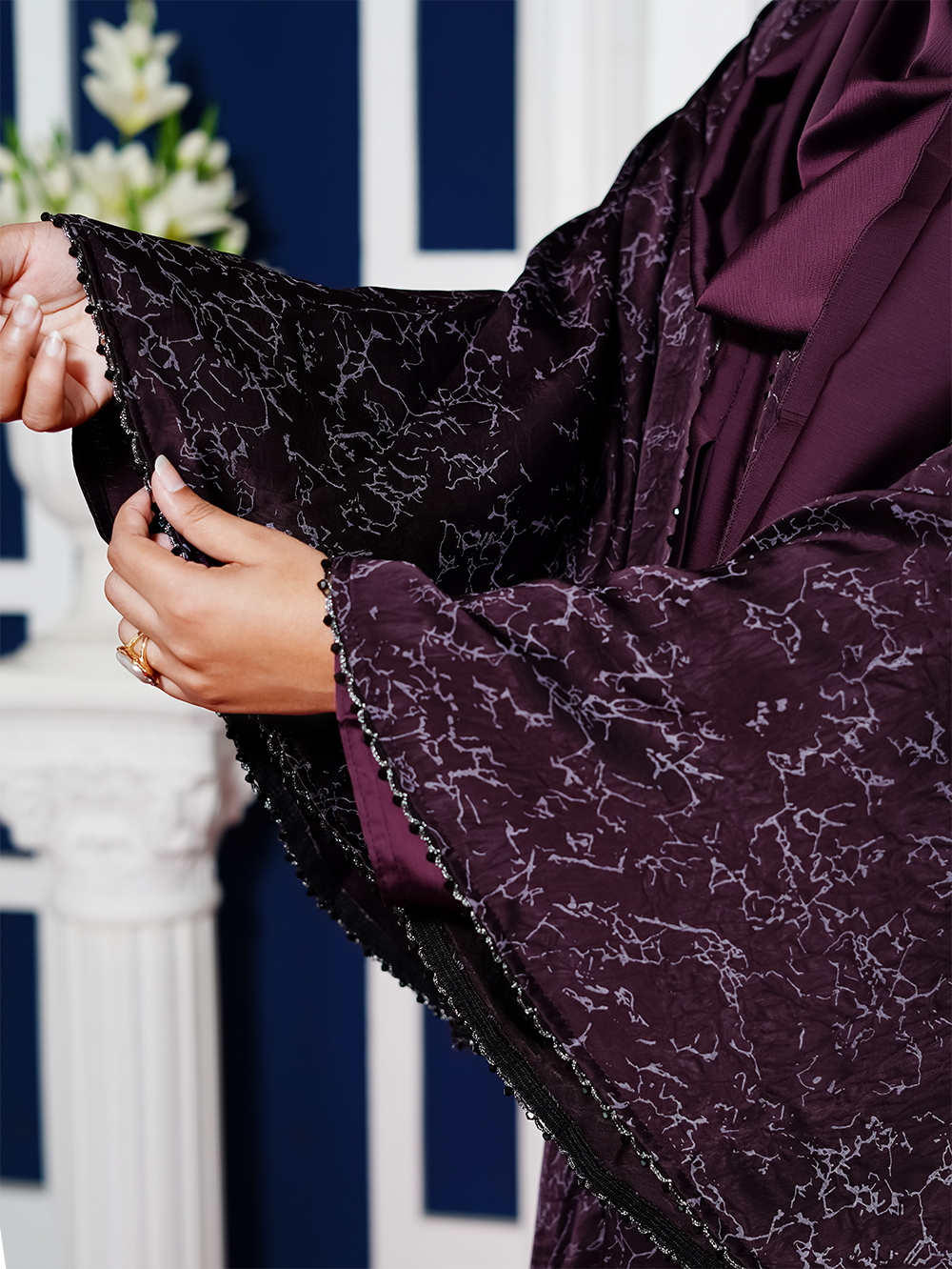 Printed Alisha Fabric Double Part Abaya with Matching Hijab