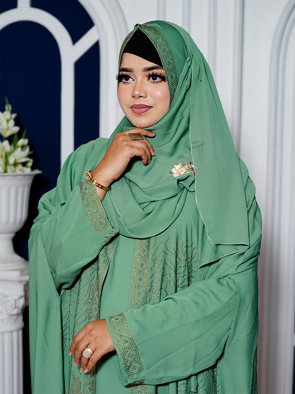 Gown Type Abaya with Matching Hijab (Cherry Fabric Edition)